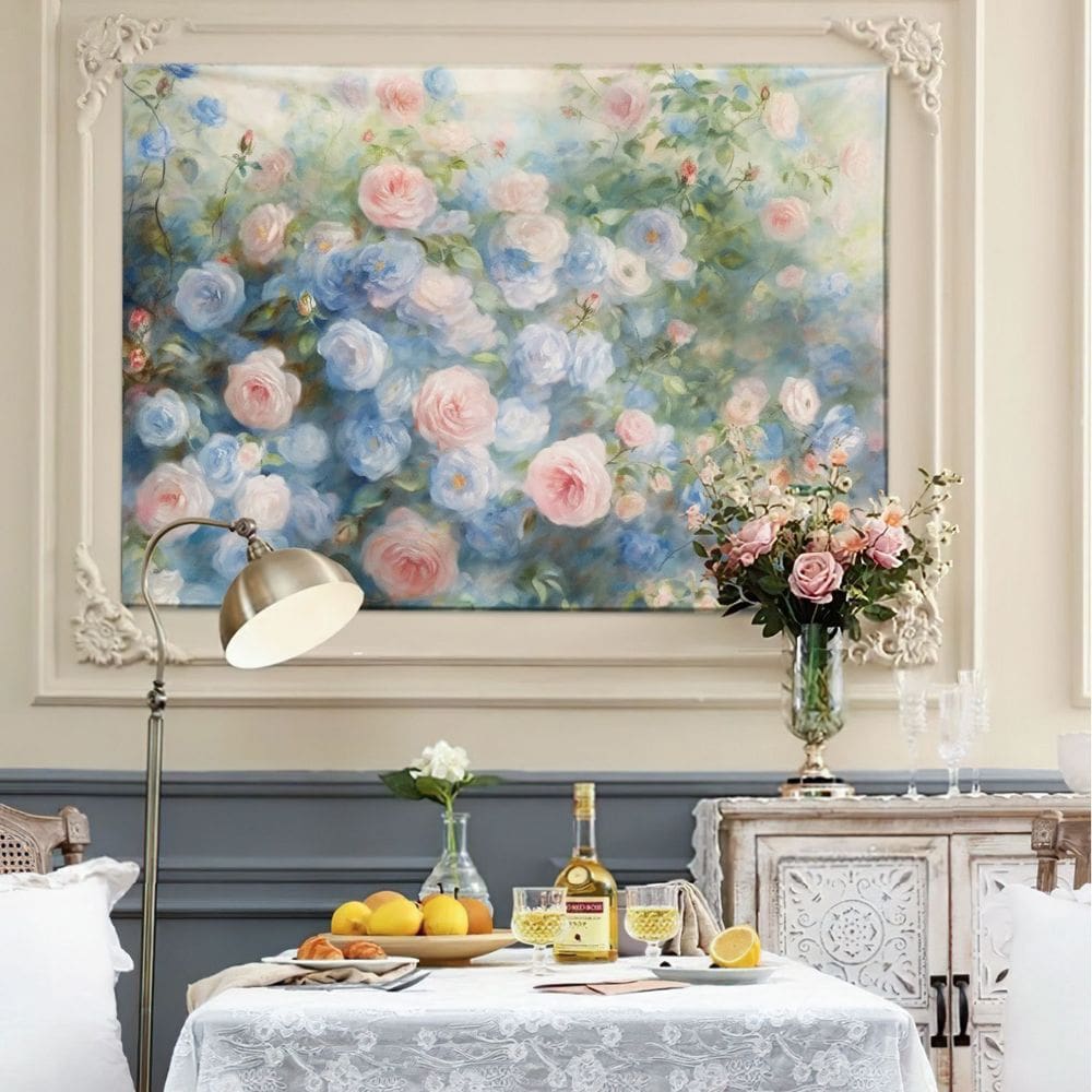 Tapeçaria de parede Pintura a óleo floral vintage 150x130cm