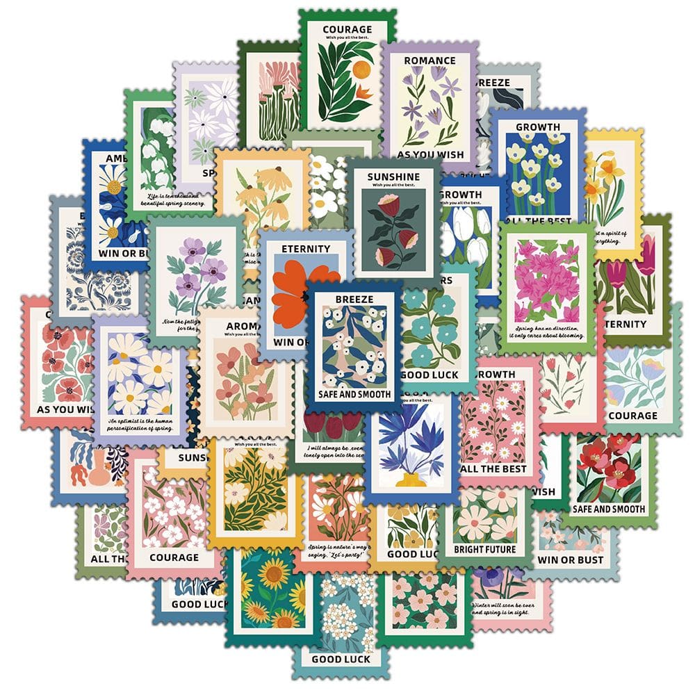 Adesivos, selo postal de viagem vintage, 50 unidades, Retro Stamp Co.