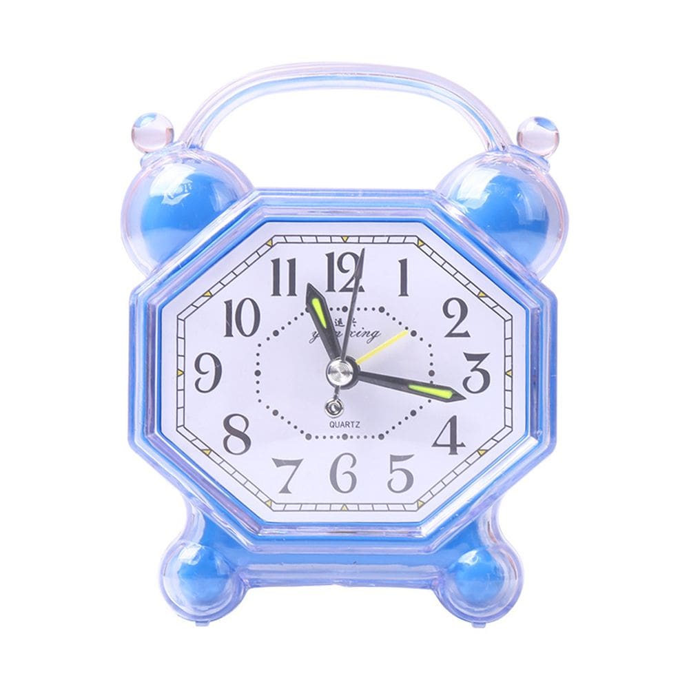 Despertador: fofo, octógono de plástico azul, sem tique-taque para crianças