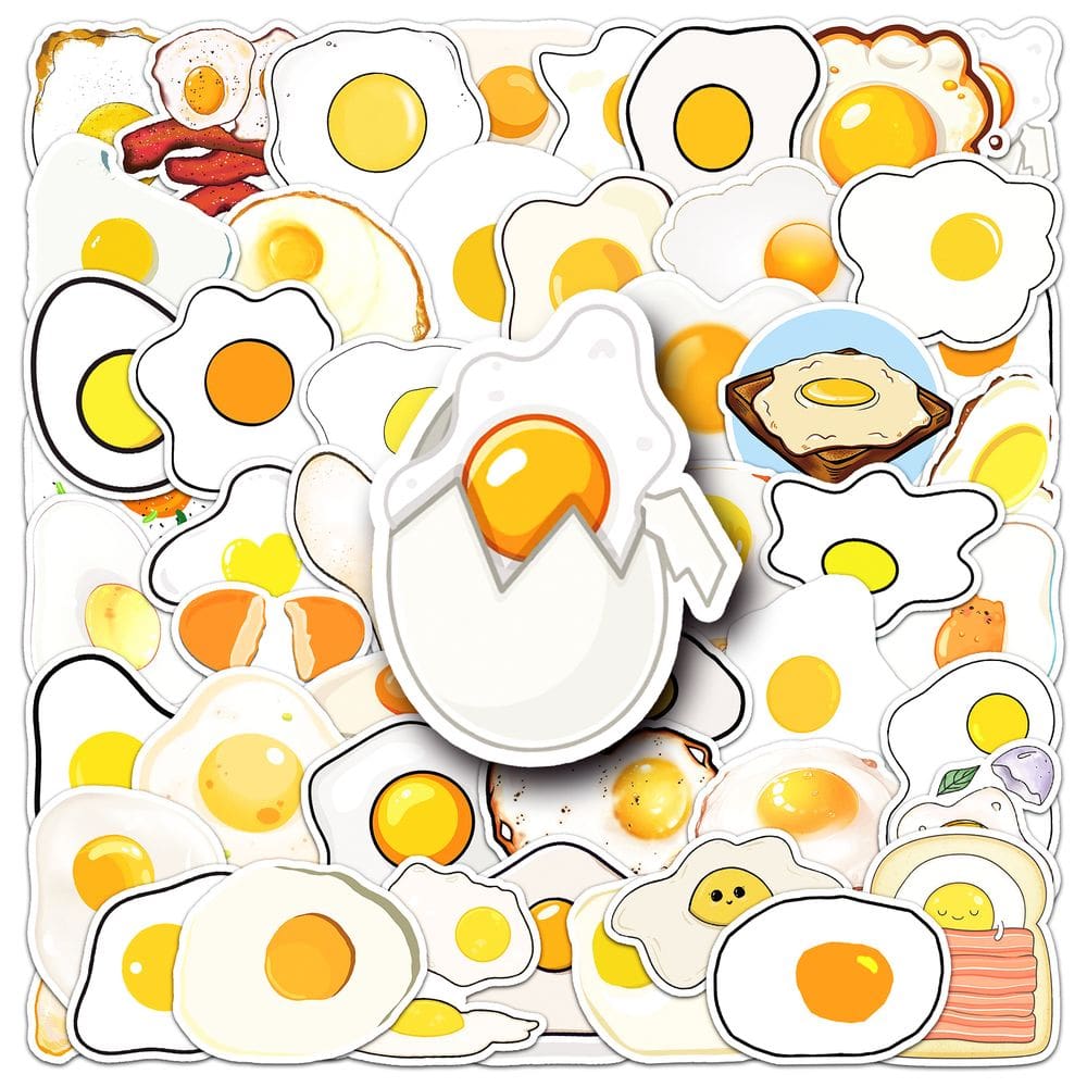 Pacote de adesivos de ovos, decalques engraçados de desenhos animados, 50 unidades à prova d`água