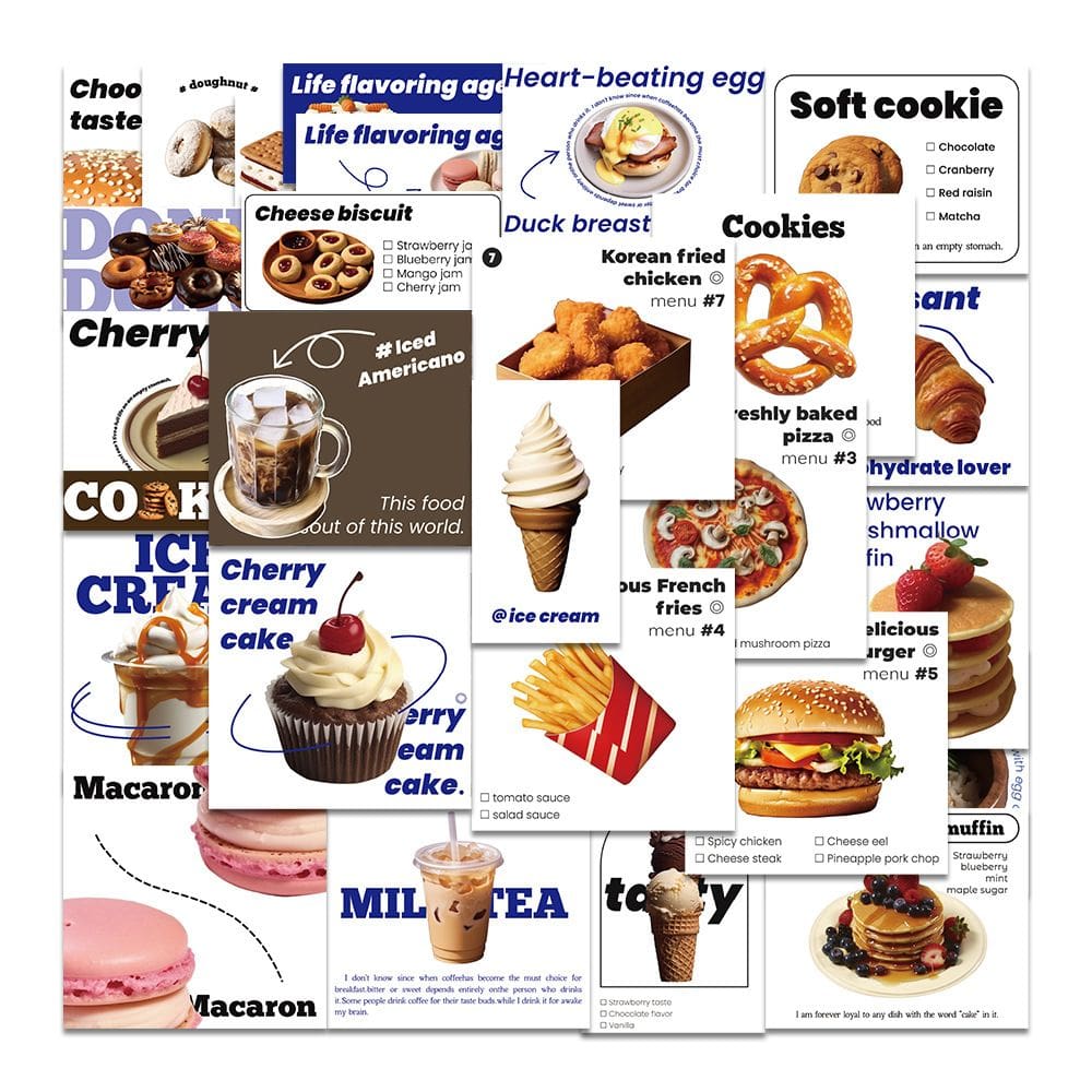 Pacote de adesivos, café de sobremesa, 50 unidades de decalques estéticos para alimentos