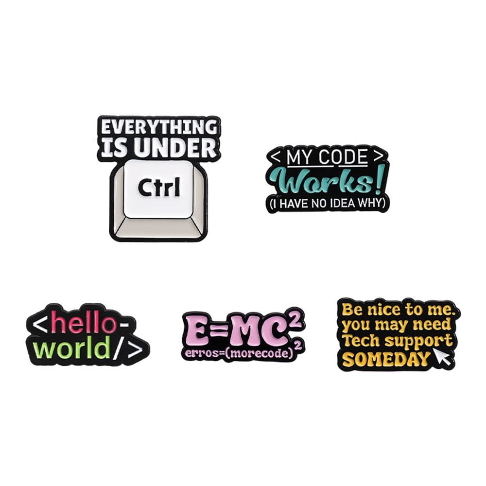 Conjunto de broches, blusa de liga esmaltada estilo geek, 5 peças