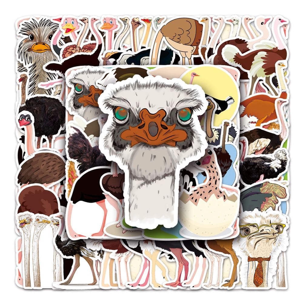 Conjunto de adesivos Ostrich, 50 unidades para laptop, garrafa de água e álbum de recortes