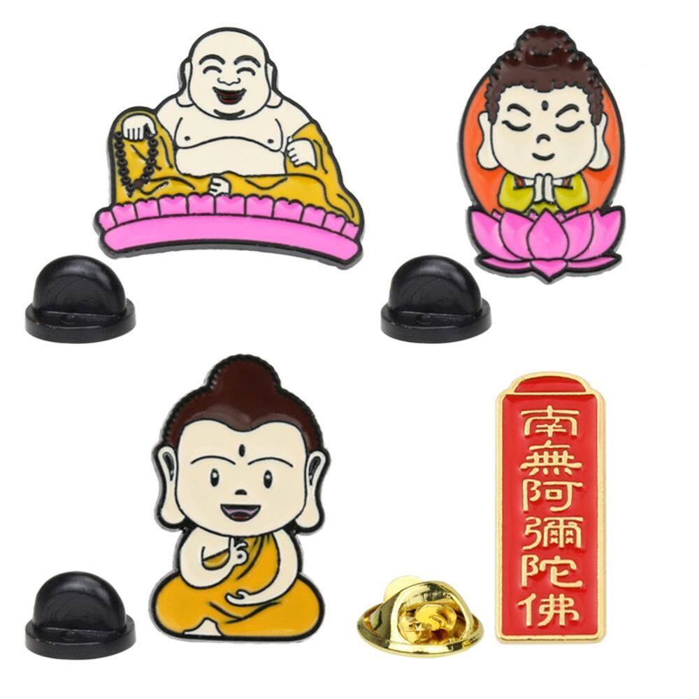 Conjunto de alfinetes de broche em estilo chinês Buddha Cartoon Alloy Enamel