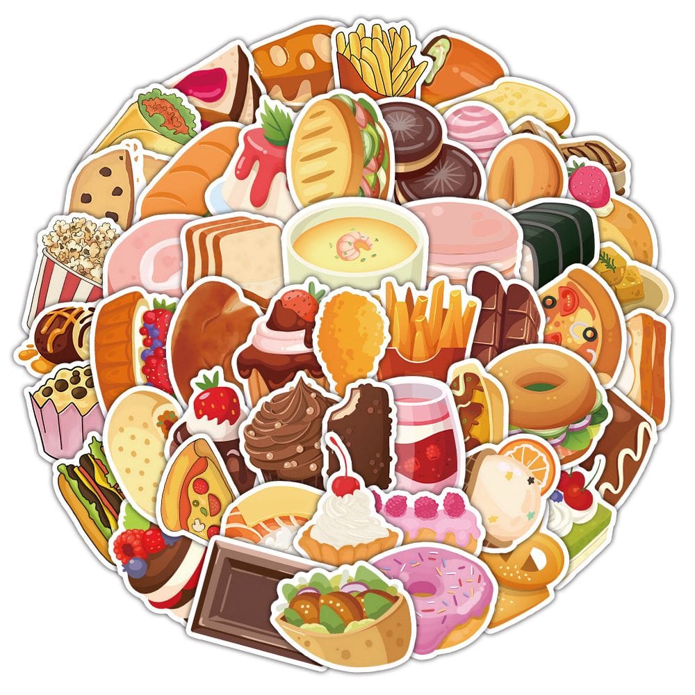 Adesivos, chá da tarde, sobremesa, 50 peças, decalques fofos de comida