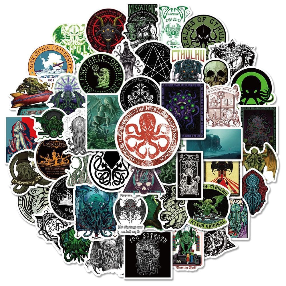 Pacote de adesivos Cthulhu Horror, 50 unidades de material de vinil impermeável