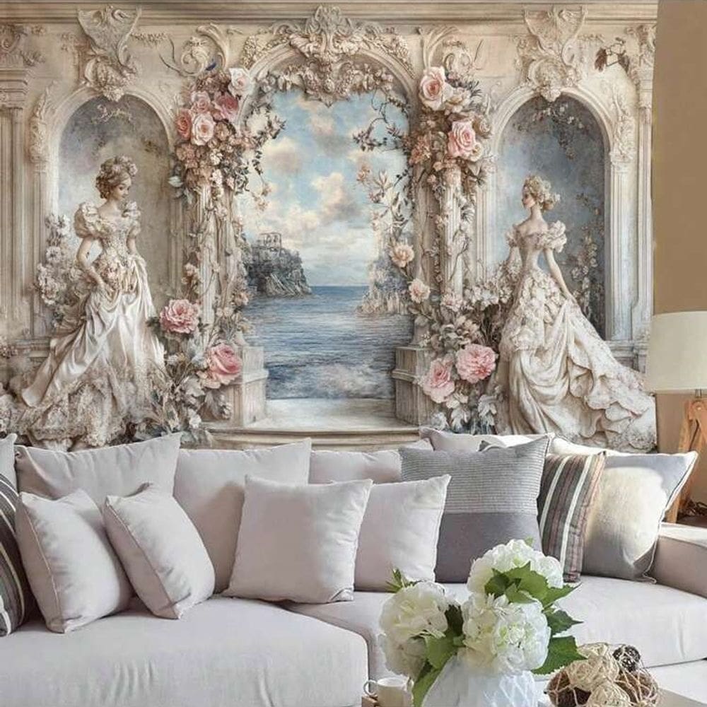 Tapeçaria para pendurar na parede Vintage Castle Wedding 150x130cm