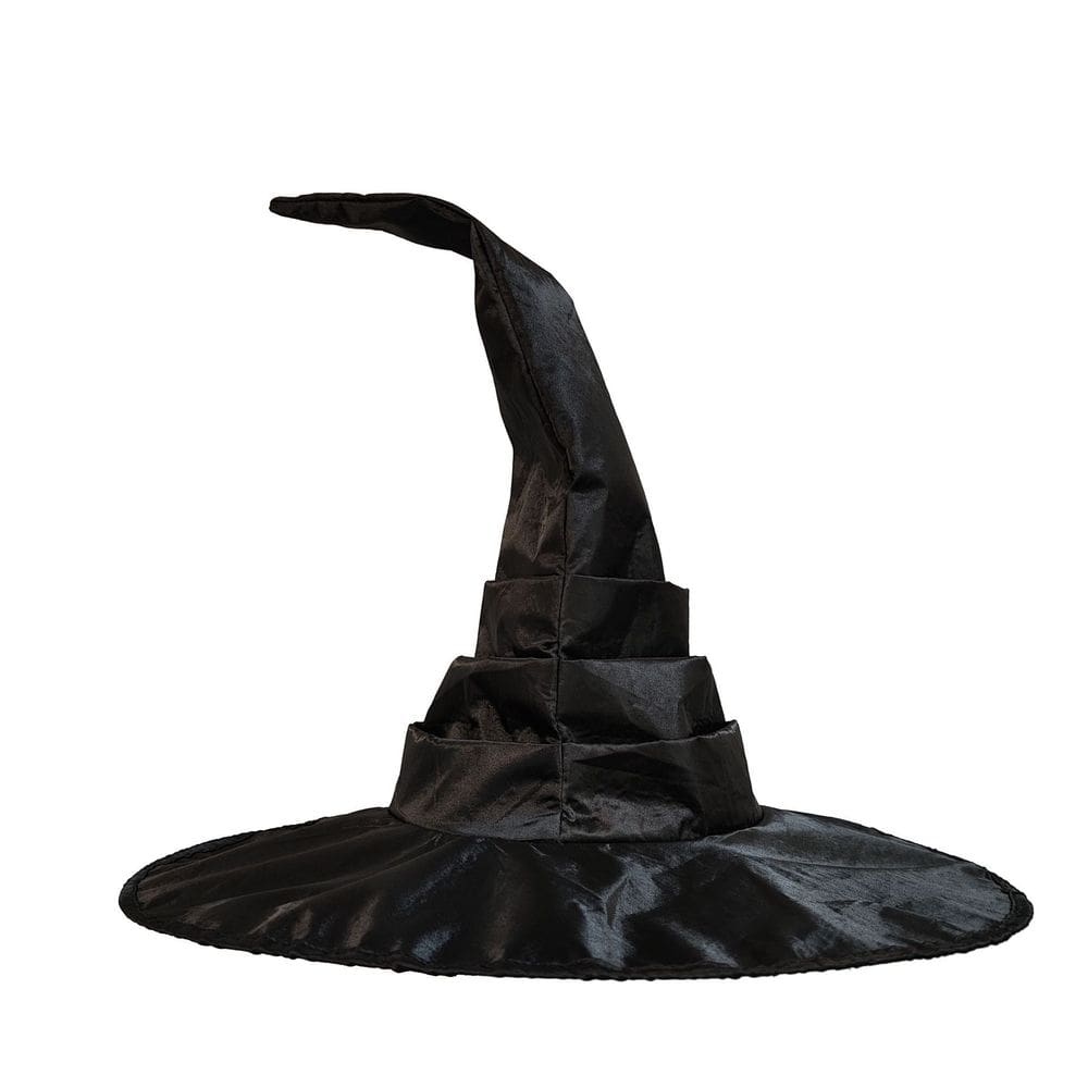 Chapéu de bruxa dobrado preto com design de aranha e morcego para Halloween