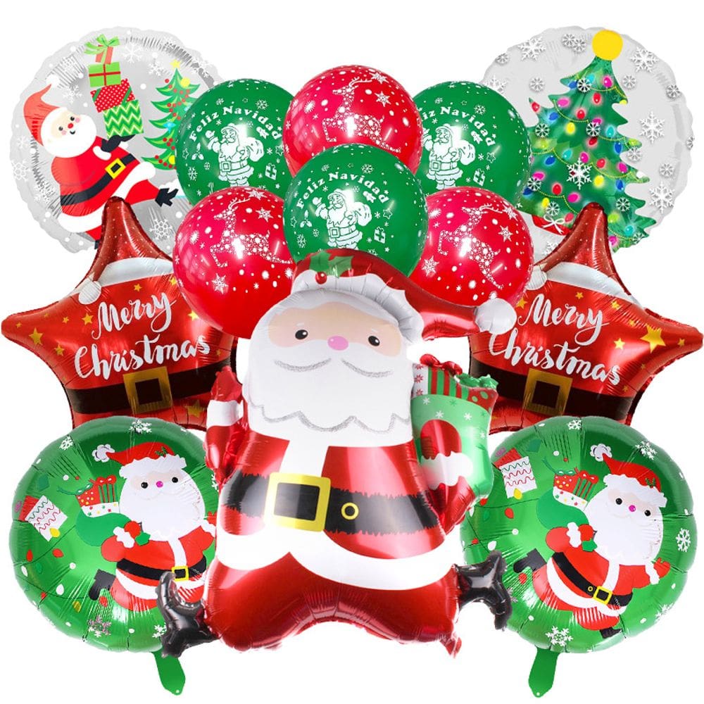 Conjunto de balões de Natal, 13 peças de Papai Noel, árvore e flocos de neve para crianças