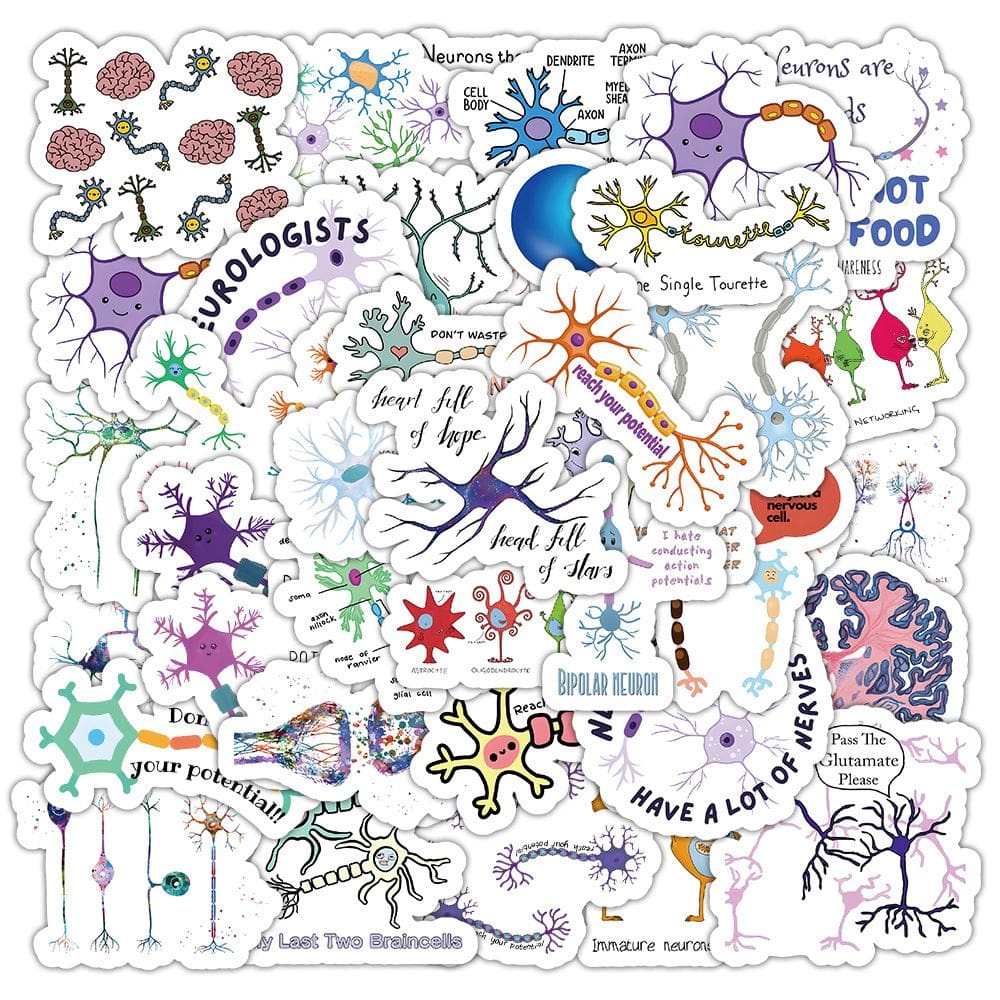 Adesivos Biology Science em vinil impermeável 50 unidades