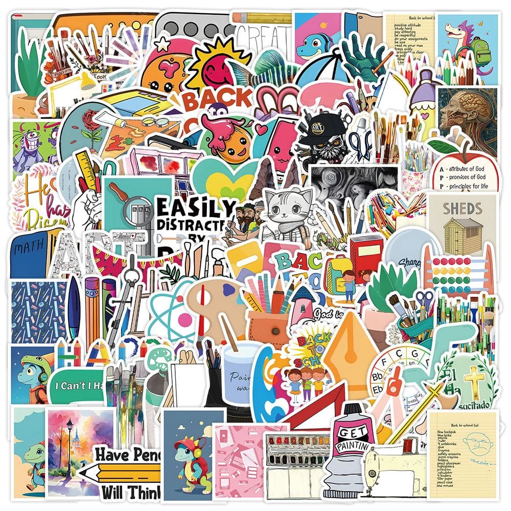 Adesivos Cute Learning Tools, 100 unidades à prova d`água para crianças