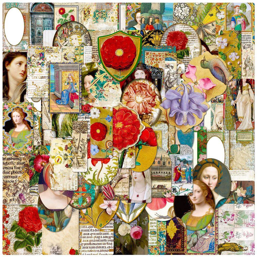 Pacote de adesivos Victorian Vintage, 50 unidades, retrô floral, inseto