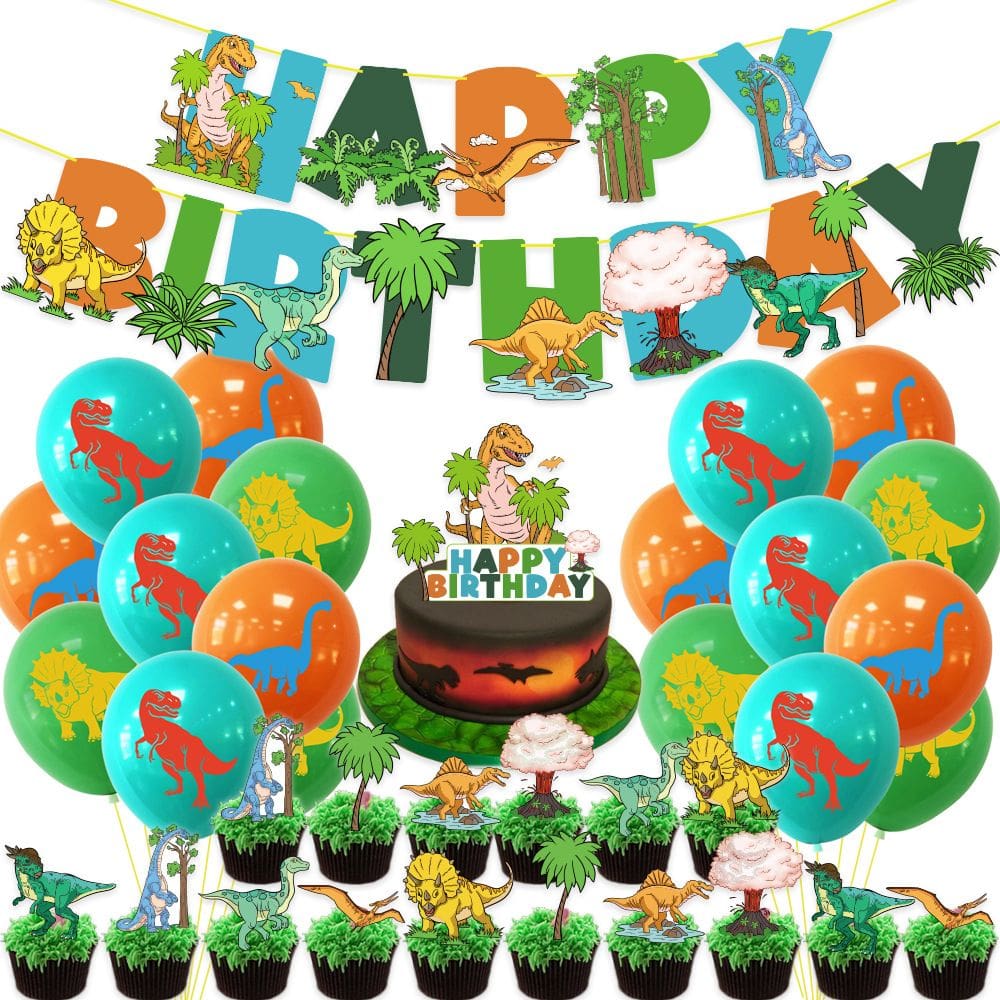 Kit de decoração de festa Dinosaur, 36 unidades, conjunto de feliz aniversário