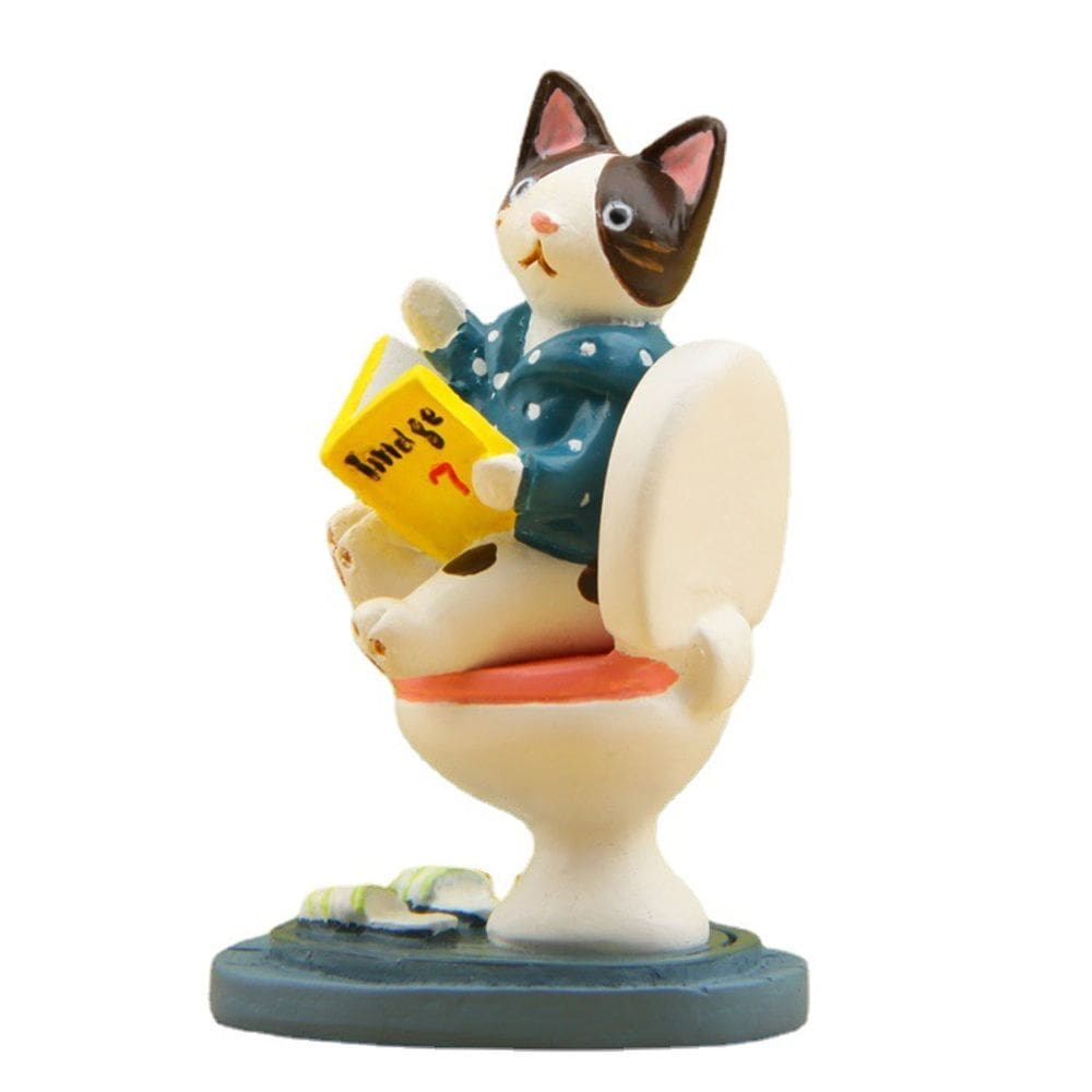 Estatueta de escultura engraçada de gato lendo para decoração de jardim