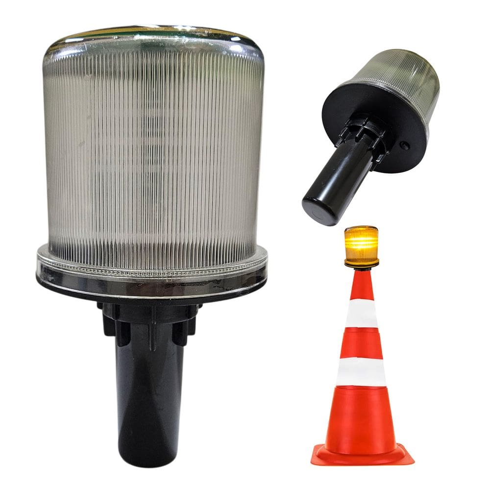 Sinalizador Solar Viario Cone Rodovia Estrada Transito Trafego Avenida Sinalizaçao Obra Alerta Emergencia Aviso Acidente
