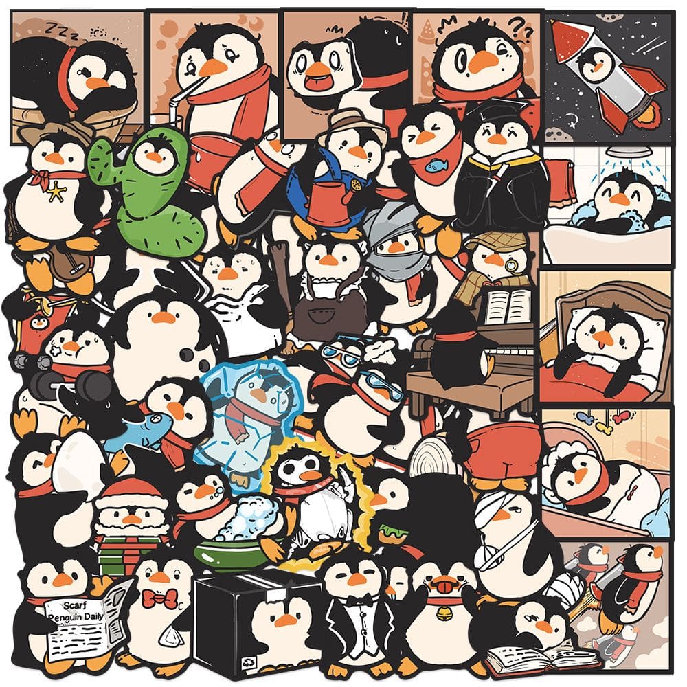 Pacote de adesivos Generic Penguin Cartoon Animal Waterproof x50