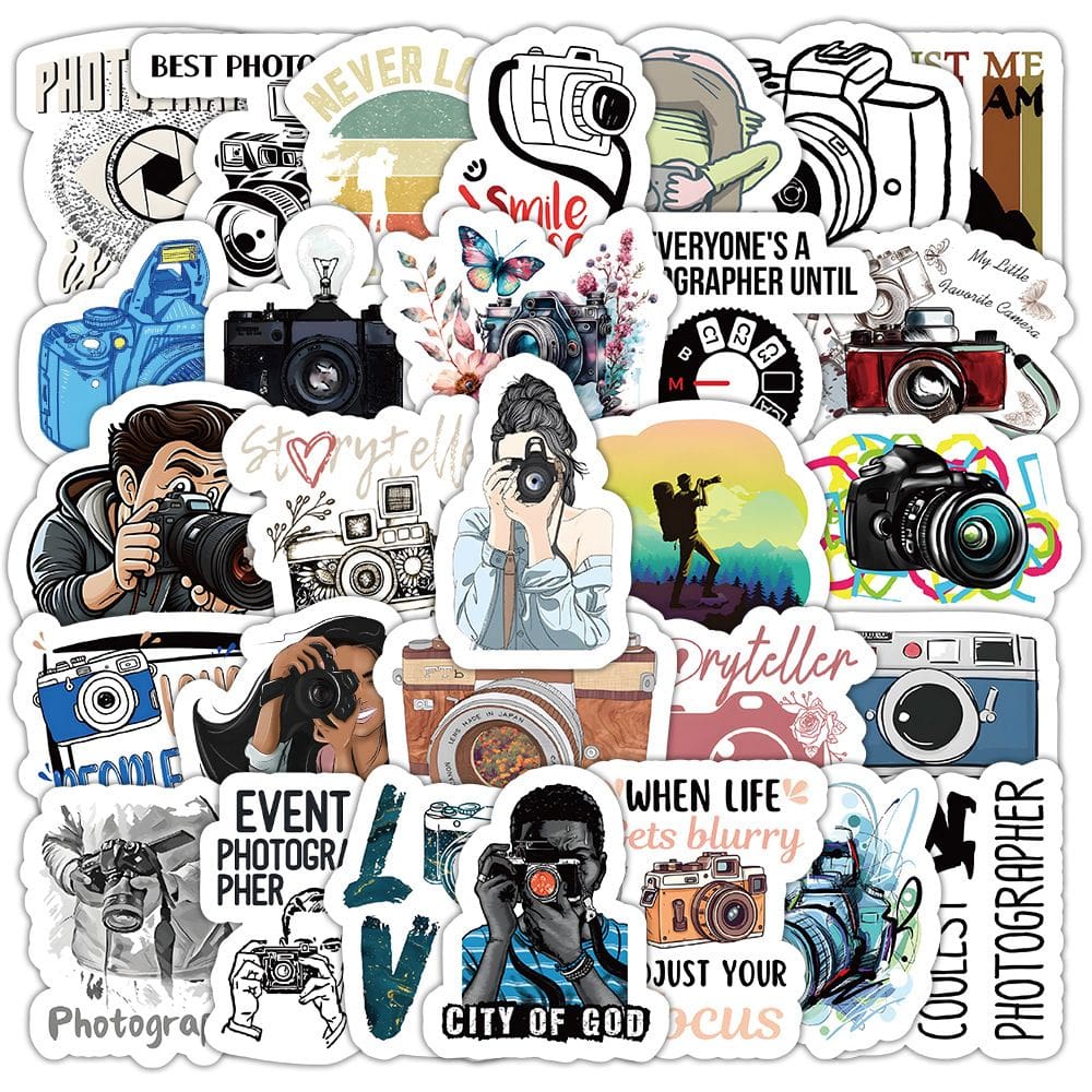 Coleção de adesivos, fotografia, decalques de vinil, 54 unidades