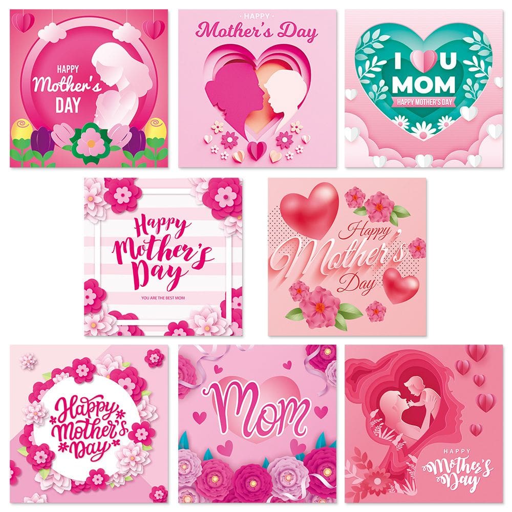 Conjunto de adesivos para decoração de garrafas de Dia das Mães à prova d`água (8 unidades)