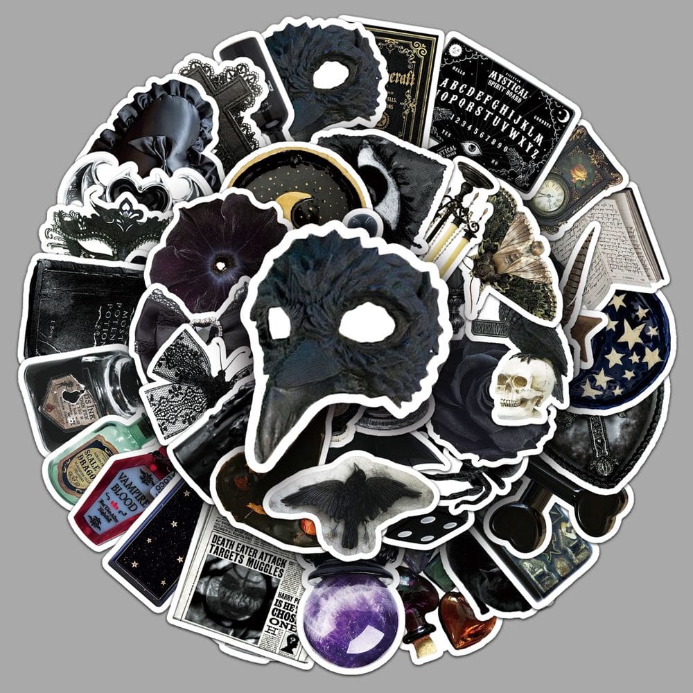 Pacote de adesivos Gothic Witch Aesthetic Dark Academia V, 50 unidades