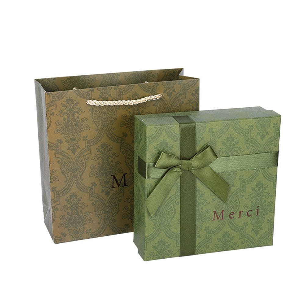 Caixa de presente de papelão verde de luxo vintage 20x20x9,5cm