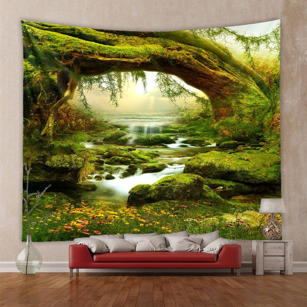 Tapeçaria pendurada na parede, paisagem de cachoeira florestal 150x130cm
