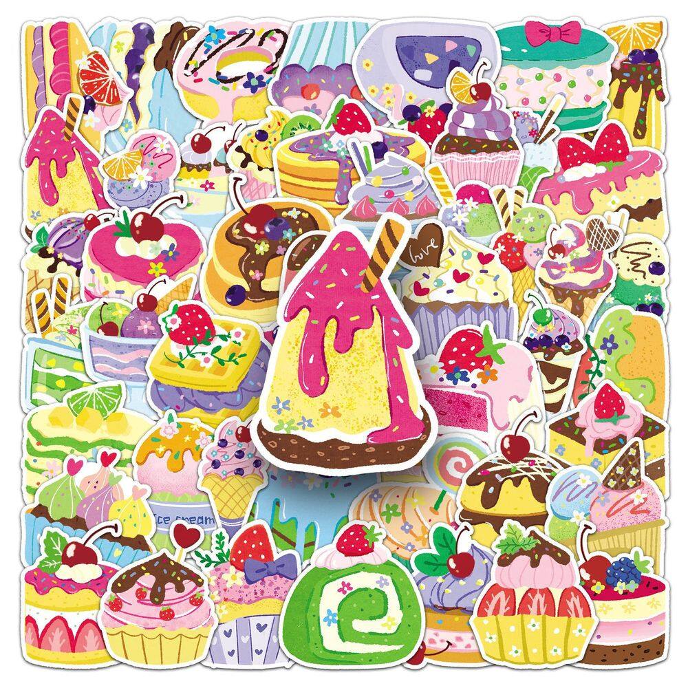 Pacote de adesivos para sobremesa, 50 unidades de decalques de vinil Sweet Treats