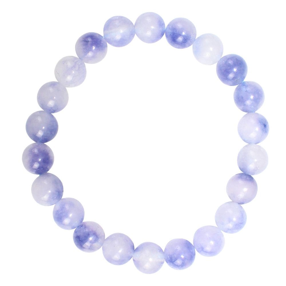 Pulseira de miçangas de calcedônia azul natural de 8 mm para homens e mulheres
