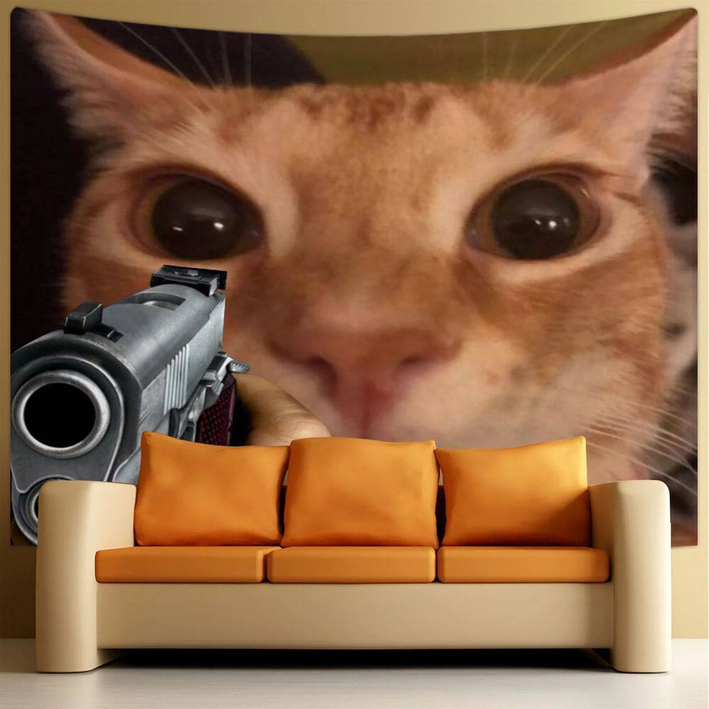 Tapeçaria para pendurar na parede Funny Cat Meme Style 150x130cm