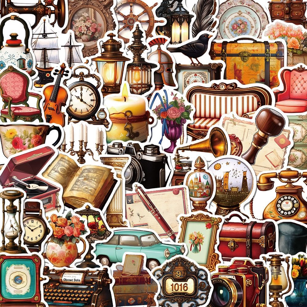 Adesivos de viagem vintage, 50 peças, mala retrô, mapa de bússola