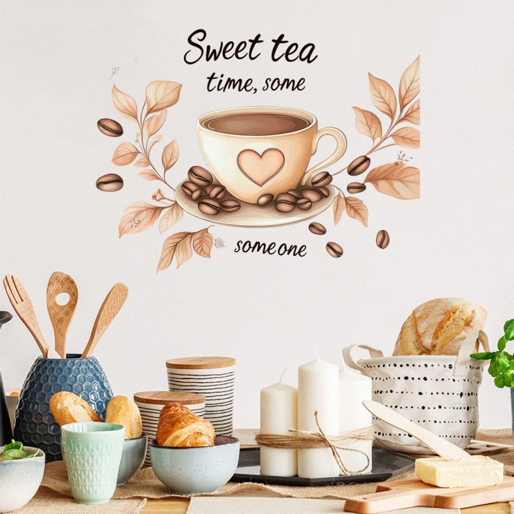 Adesivos de parede Sweet Tea Coffee Cup PVC 30x40cm