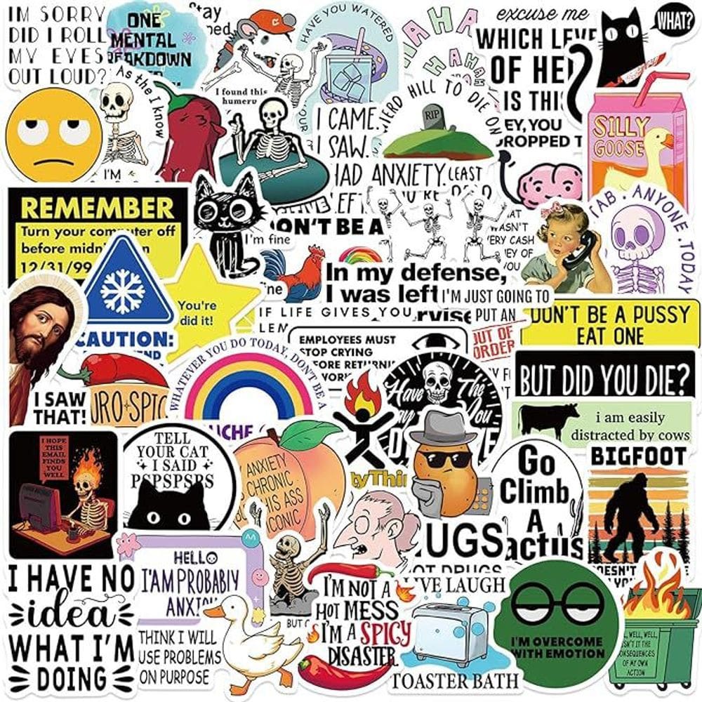 Pacote de adesivos de vinil Funny Quote, 130 unidades de provérbios humorísticos