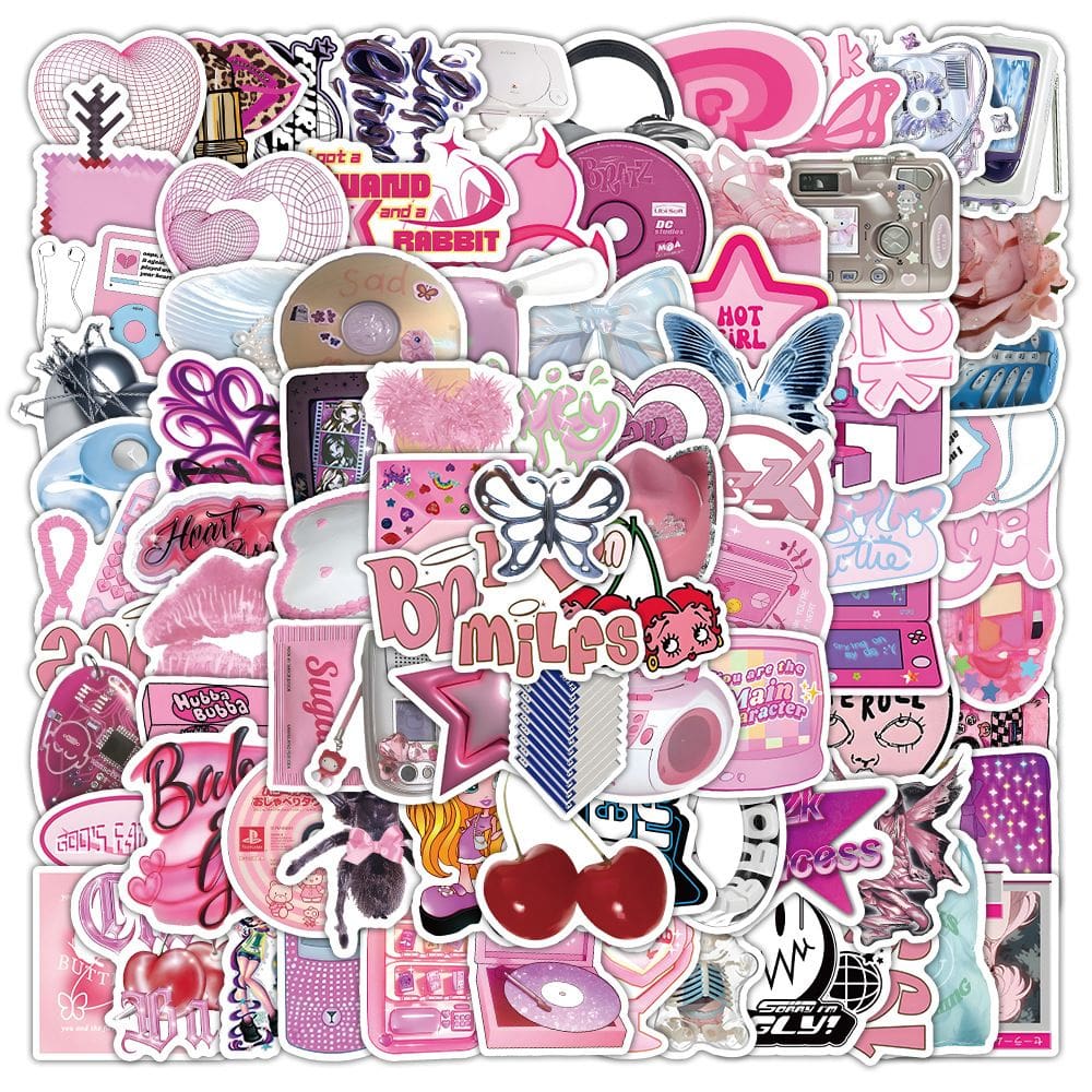 Pacote de adesivos Barbiecore Pink 100 unidades Y2K Aesthetic Viny