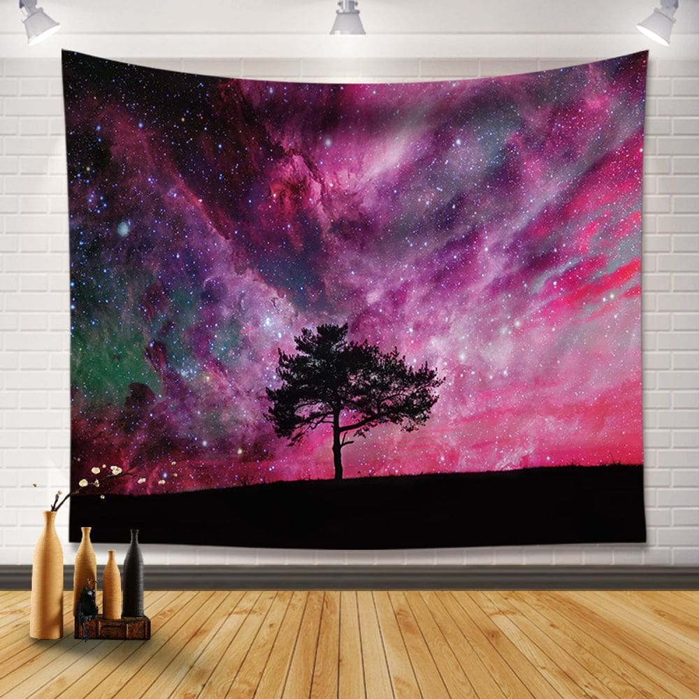 Tapeçaria para pendurar na parede Galaxy Tree Starry Sky 130x150cm
