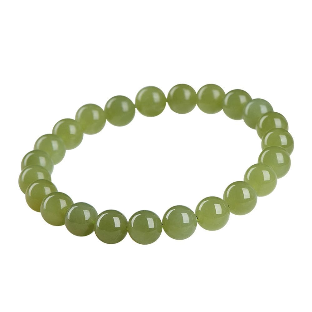 Pulseira de miçangas de jade de nefrite natural de 8 mm para mulheres e homens
