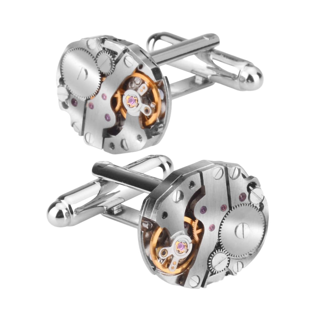 Relógio mecânico masculino Cuff Links Movement Brass