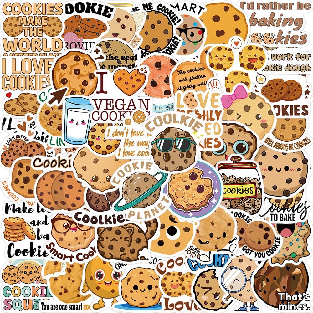 Pacote de adesivos Cookie Theme, 50 unidades de vinil impermeável para bricolage