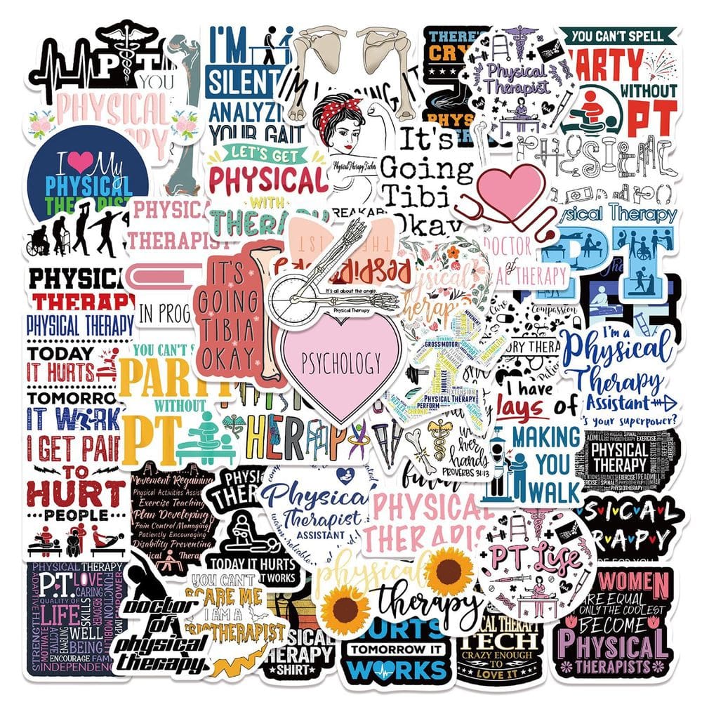 Pacote de adesivos, fisioterapia, vinil impermeável, 50 unidades