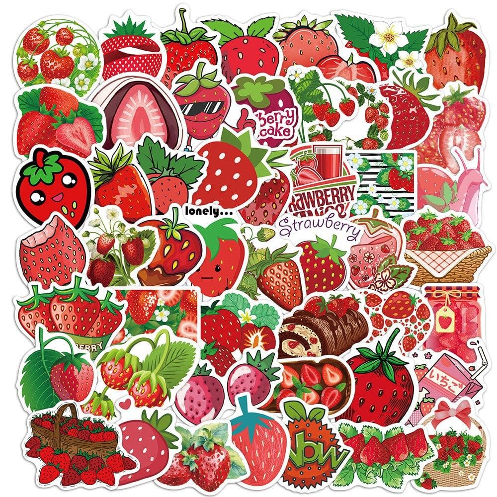 Pacote de adesivos Strawberry Jam Theme, 50 unidades Creative Waterproof