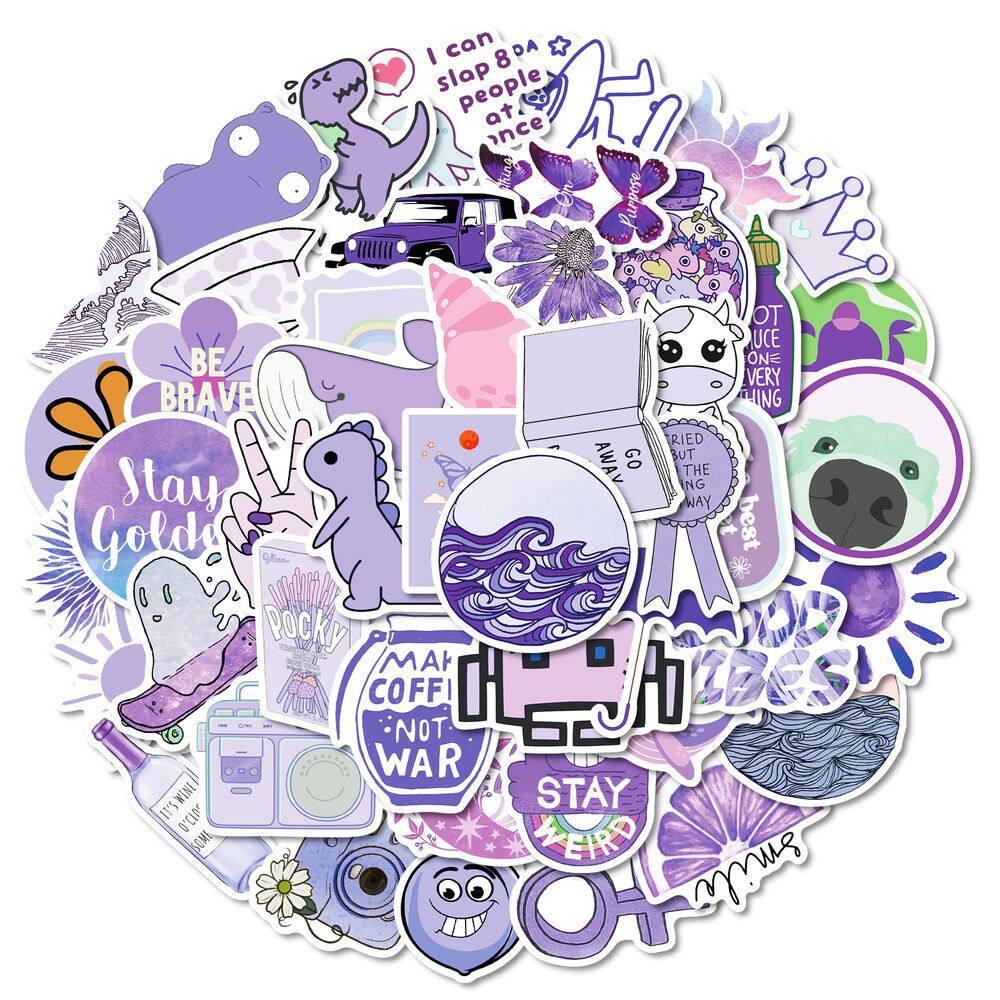 Pacote de adesivos, grafite roxo, 50 unidades de vinil fofo de desenho animado