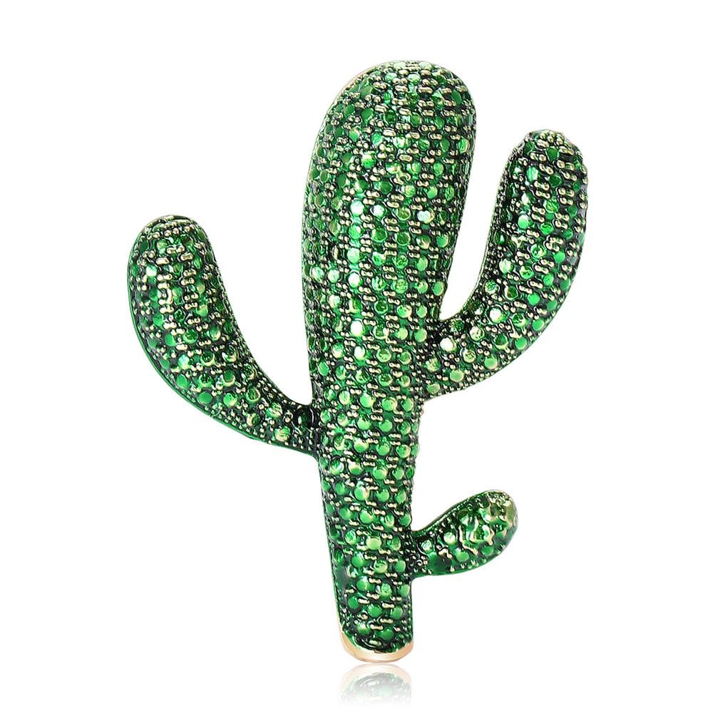 Alfinetes de broche Alfinetes de blusa Green Cactus Sparkling Alloy