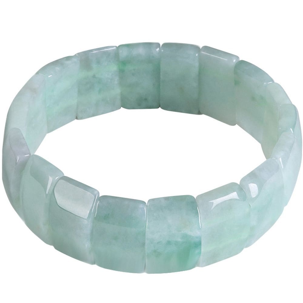 Pulseira natural birmanesa de jadeíte A-Grade 18,5 x 11 mm em tela plana