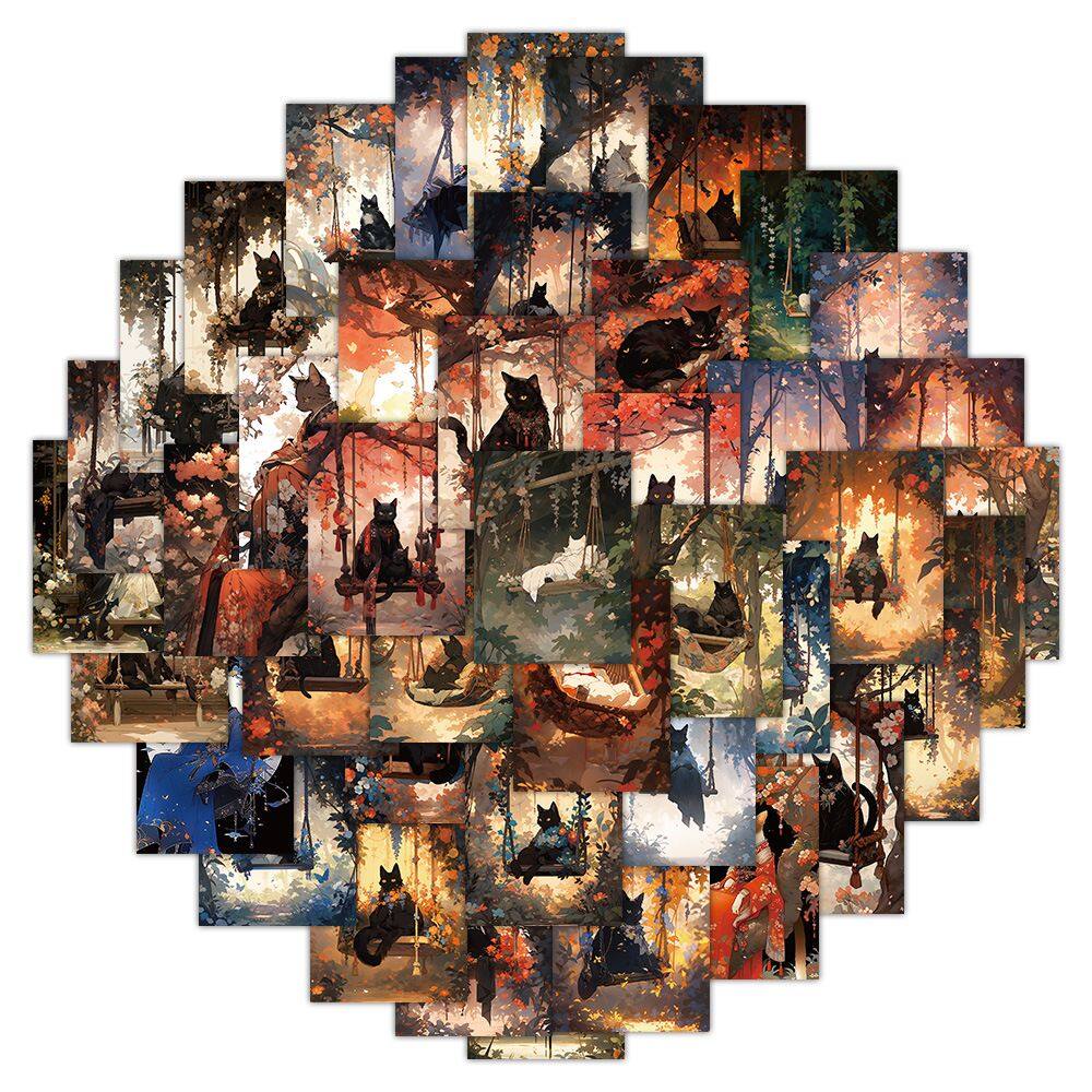Pacote de adesivos Fantasy Cat, 60 unidades à prova d`água para projetos de bricolage