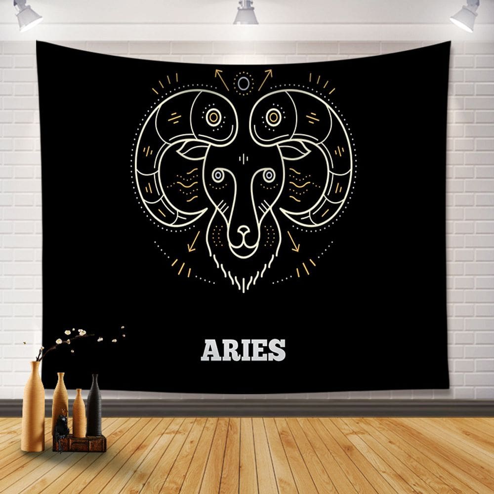 Tapeçaria para pendurar na parede Aries Zodiac Minimalist Ram Design