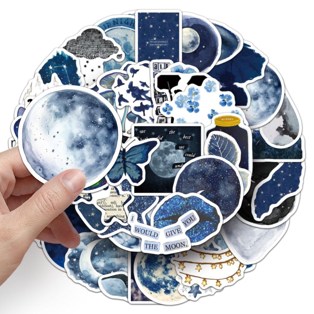 Pacote de adesivos Night Sky Aesthetic Moon Stars Galaxy x50