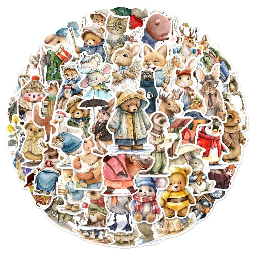 Pacote de adesivos Vintage Animal, 50 unidades de vinil impermeável