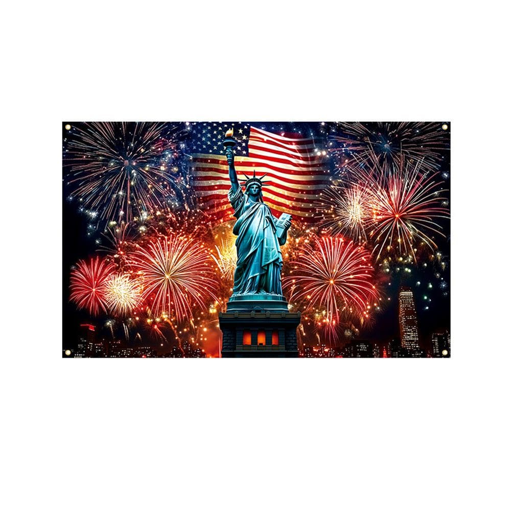 Tapeçaria pendurada na parede, fogos de artifício da Estátua da Liberdade, 4 de julho