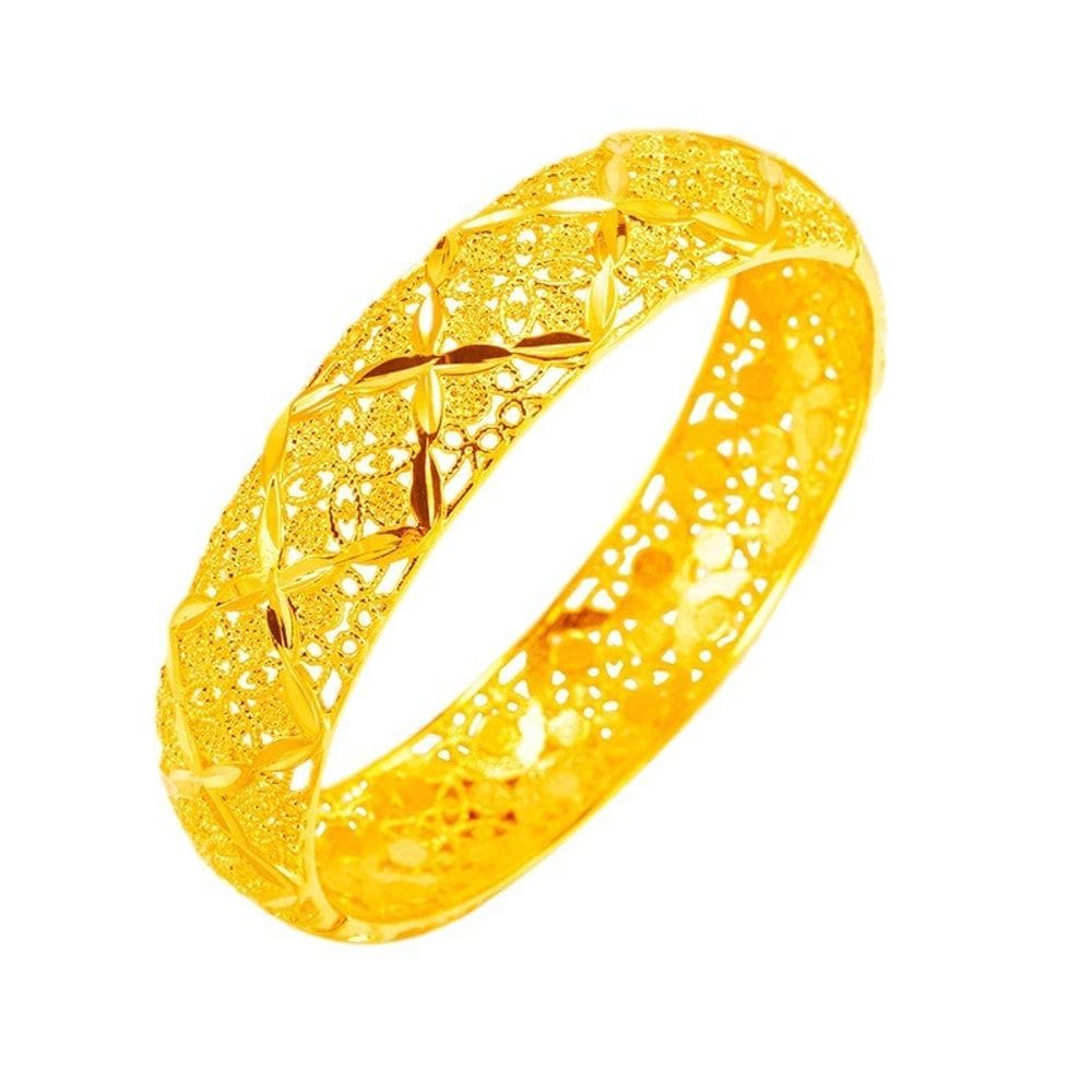 Pulseira banhada a ouro esculpida oca para mulheres 25g