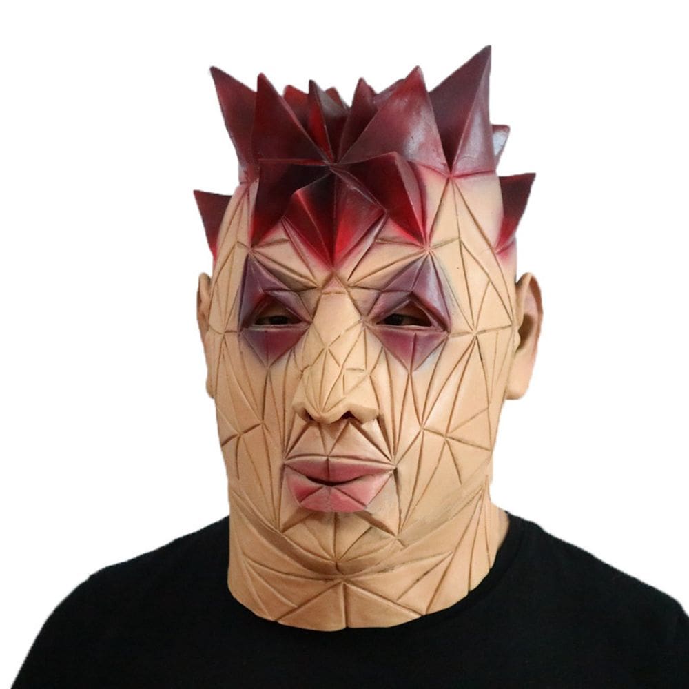 Mask Horror Latex com padrão geométrico de design pontiagudo vermelho