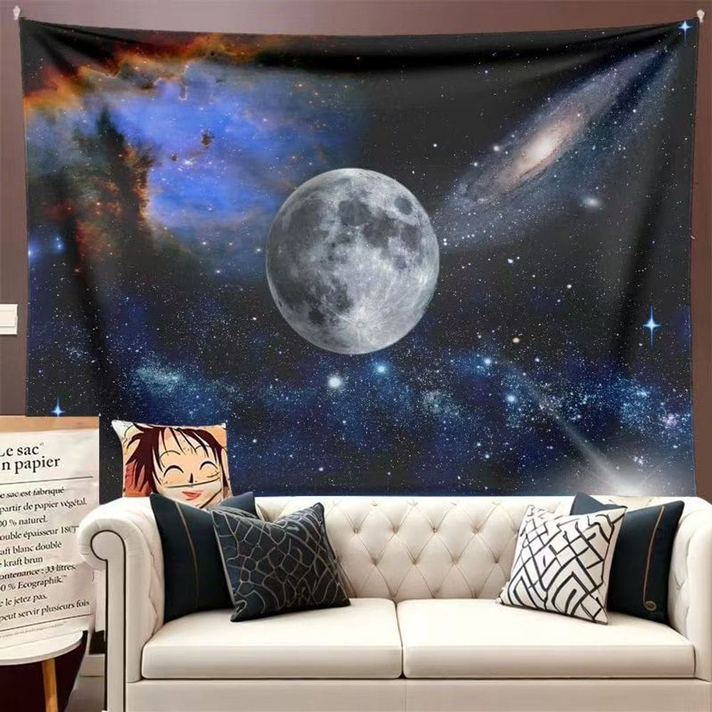 Tapeçaria para pendurar na parede Galaxy Moon Starry Sky 150x130cm