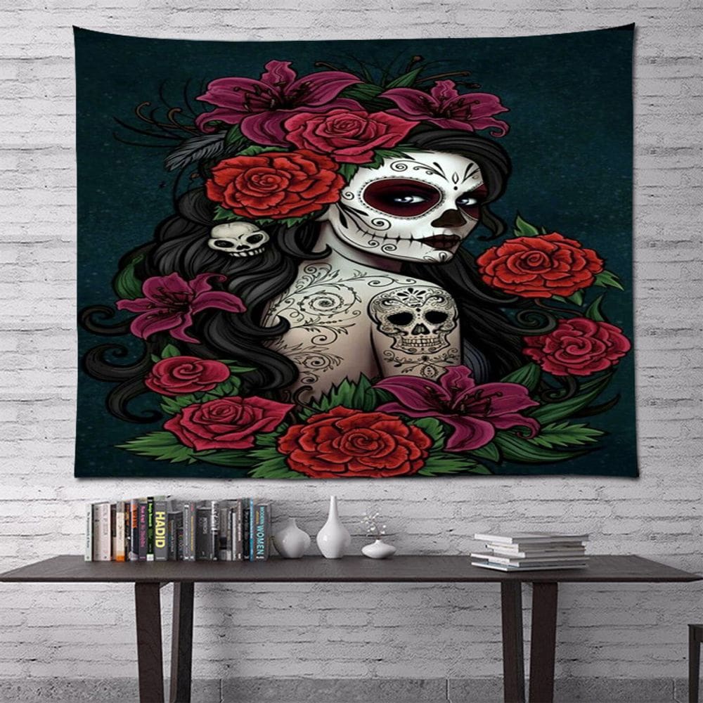 Tapeçaria para pendurar na parede Day of the Dead Gothic Girl 150x130cm